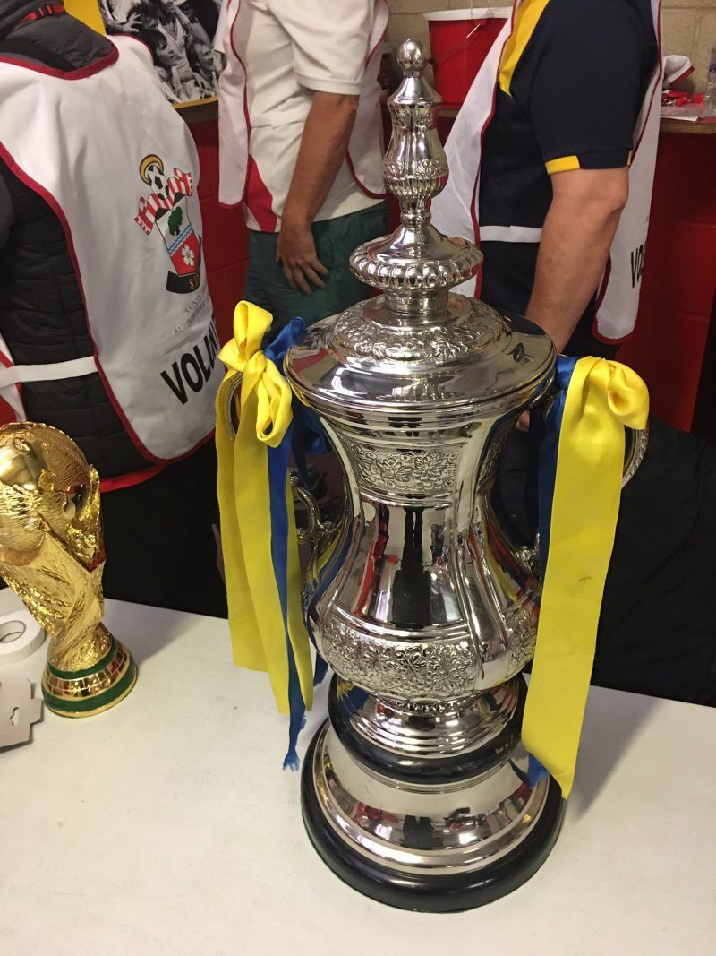 A replica of the FA Cup and World Cup was on show for fans to have their photos taken