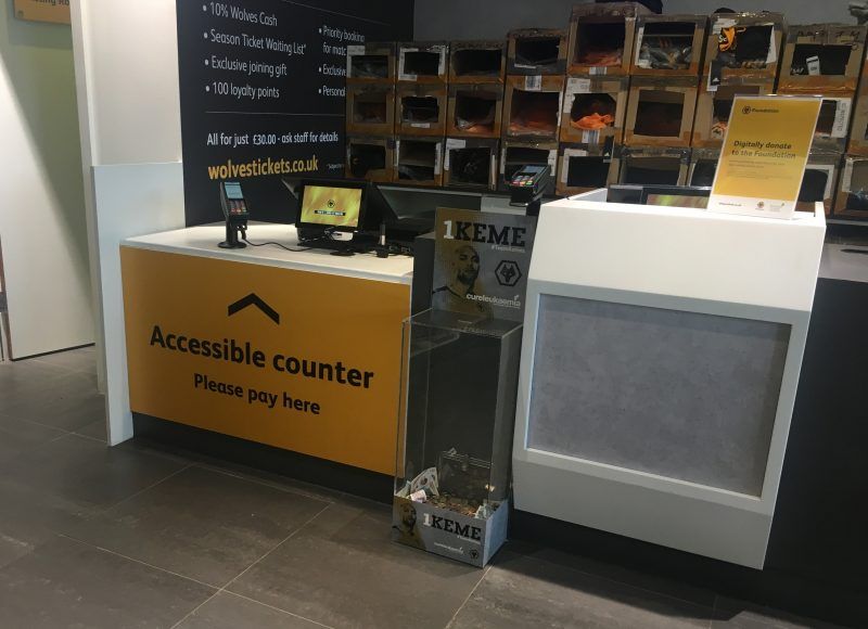Wolves' accessible counter in the club megastore