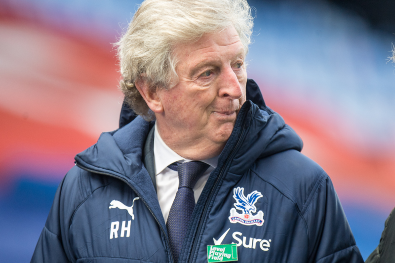 Crystal Palace manager Roy Hodgson dons a Level Playing Field badge during the charity's Weeks of Action campaign in 2021.