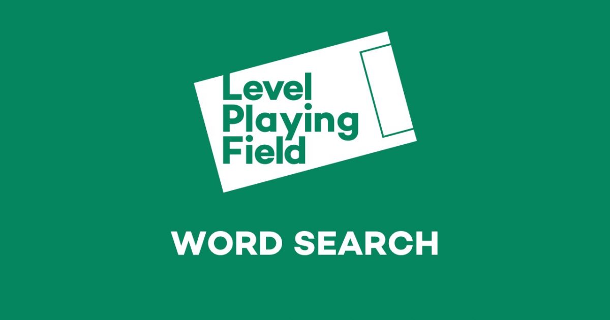 Level Playing Field Word Search Level Playing Field